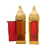 Arabic Lantern Golden metal glass lanterns for tea lights, perfect for Ramadan, Eid, Christmas, dining table, and outdoor decor